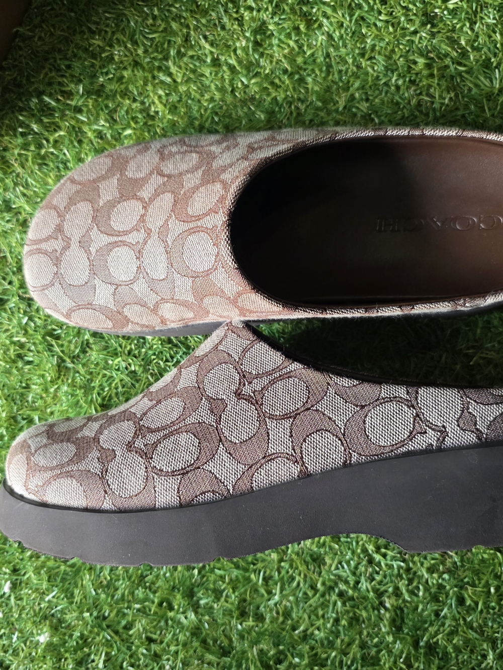 COACH Signature Monogram Slip-On Clogs in Brown - Picture 5 of 5